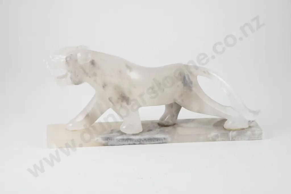 Carved Grey & White Onyx Tiger Image 1++