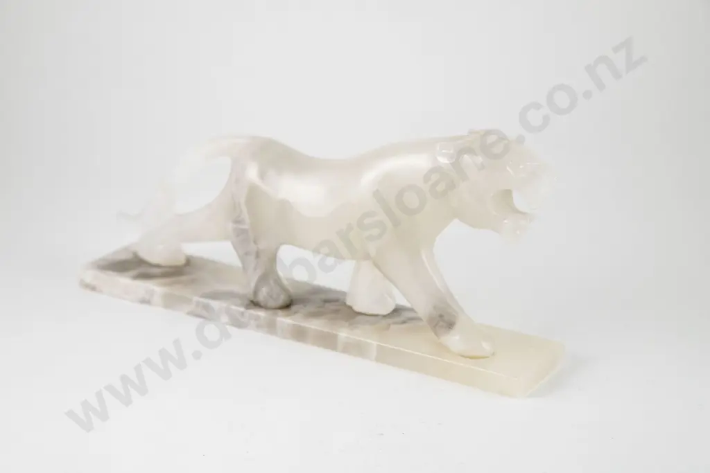 Carved Grey & White Onyx Tiger Image 1++