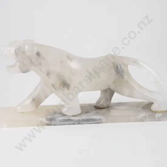 Carved Grey & White Onyx Tiger