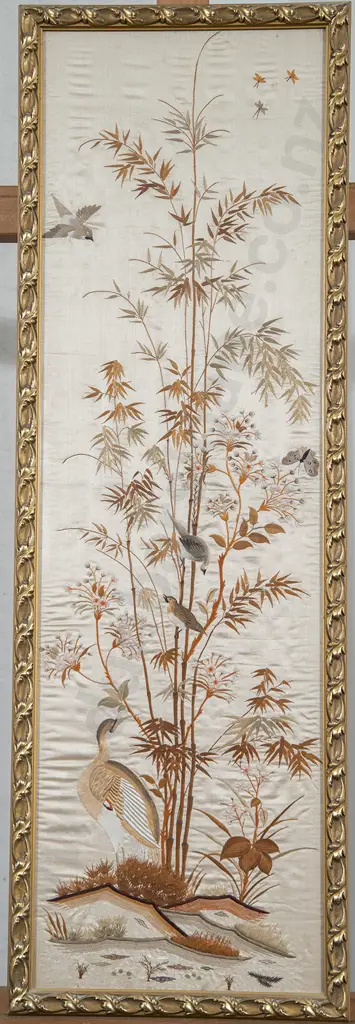 Framed Chinese Embroidered Silk Panel Image 1++