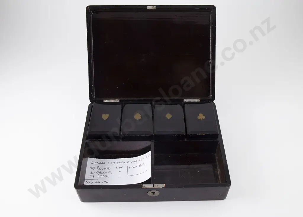 Late C19th Chinese Export Ware Lacquered Gaming Box Image 1++