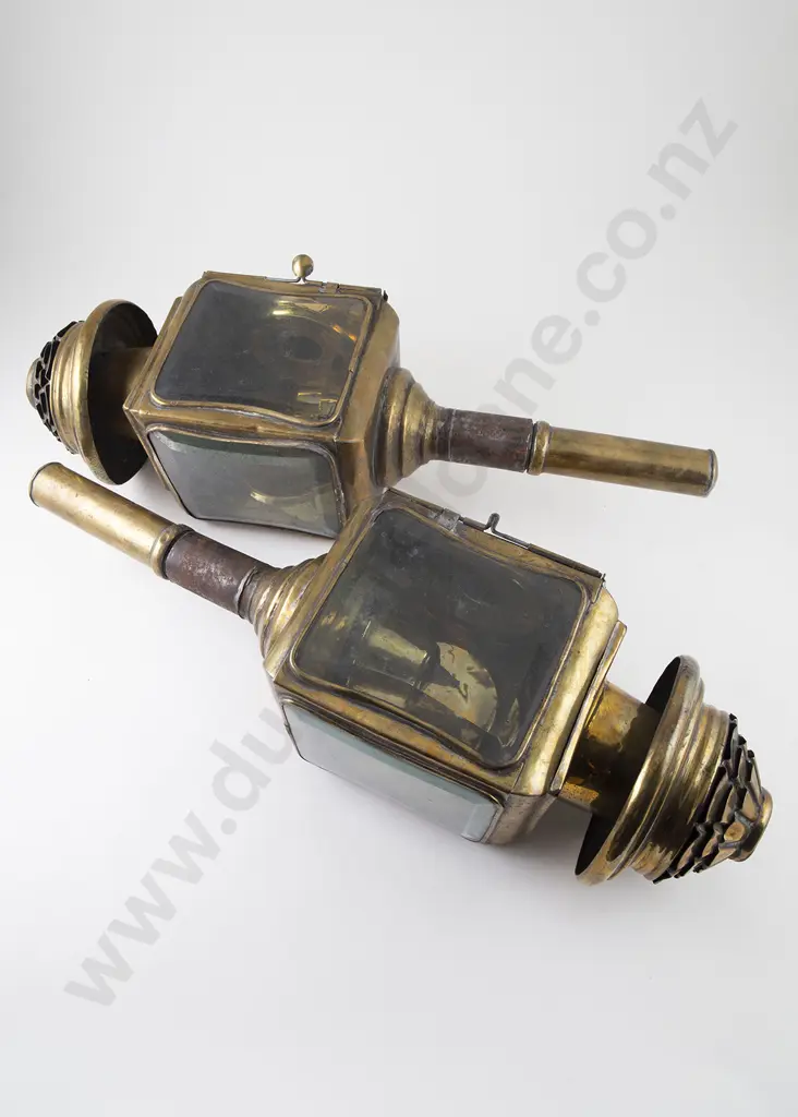 Pair Of Vict Brass Carriage Lamps Image 1++