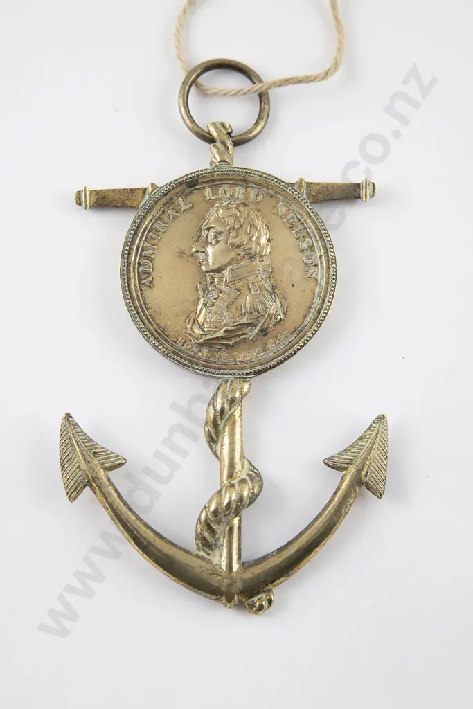 C19th Admiral Lord Nelson Commemorative brass Anchor & Medallion Image 1++