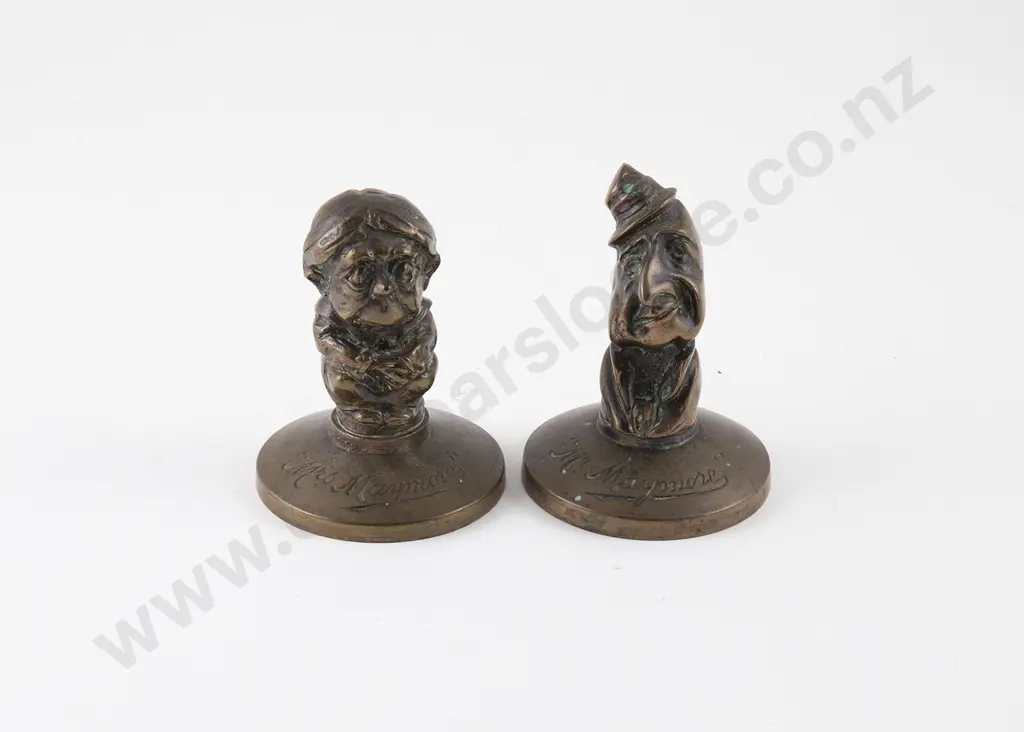Pair Of Vintage Mr & Mrs Maymore Brass Car Mascots Image 1++