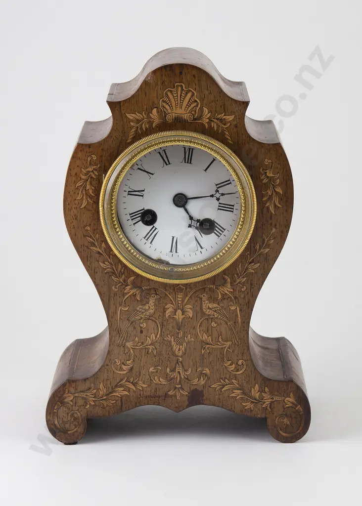 Edw Mahogany Sheraton Revival Mantle Clock Image 1++