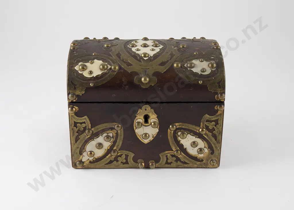 Victorian Walnut Gothic Revival Two Section Tea Caddy Image 1++