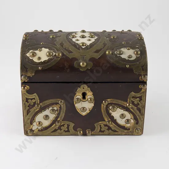 Victorian Walnut Gothic Revival Two Section Tea Caddy