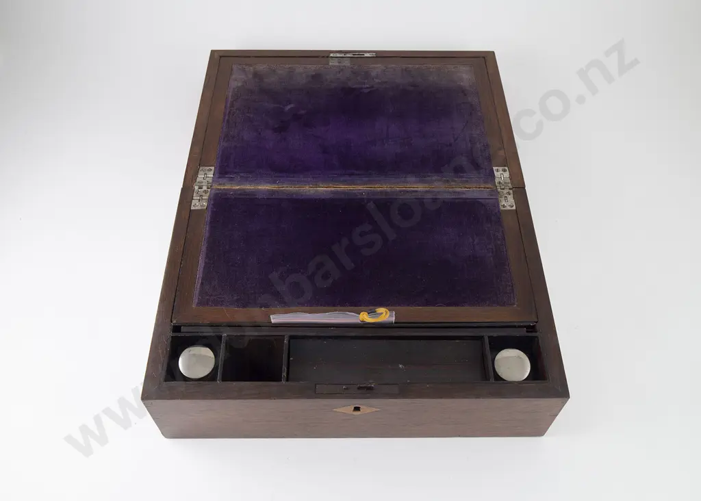 Victorian Rosewood & Walnut Portable Writing Box Image 1++