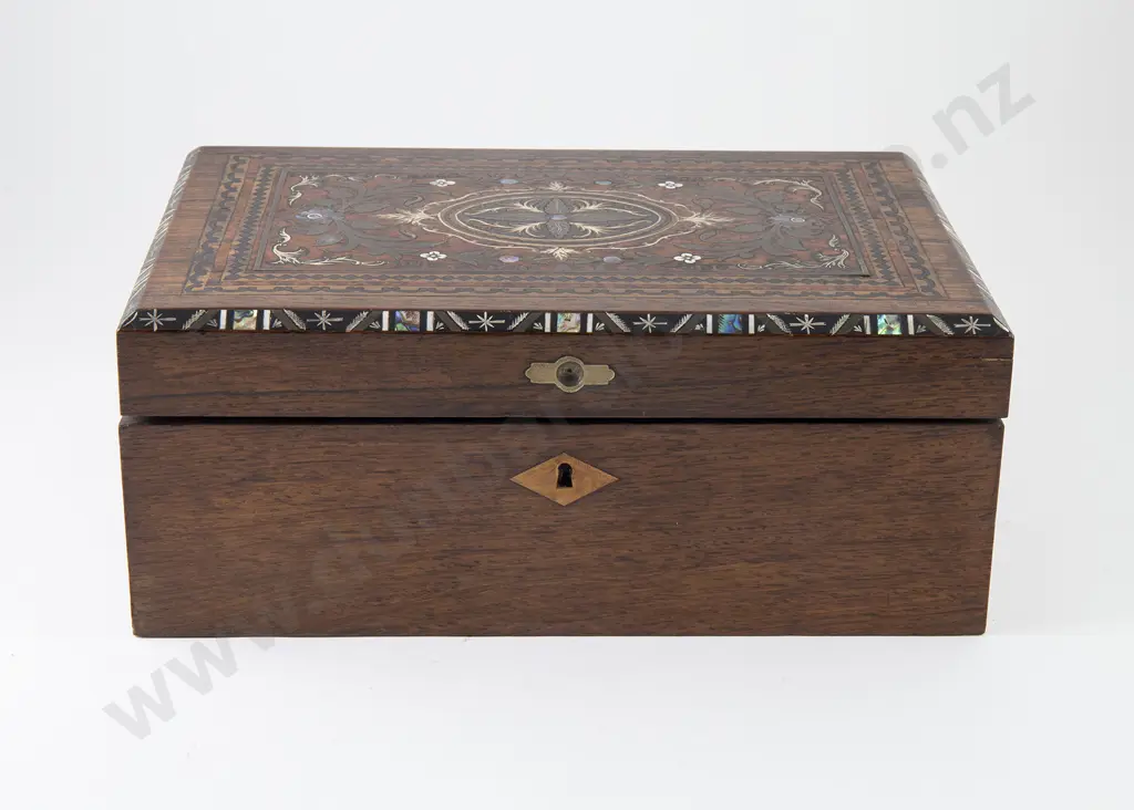Victorian Rosewood & Walnut Portable Writing Box Image 1++