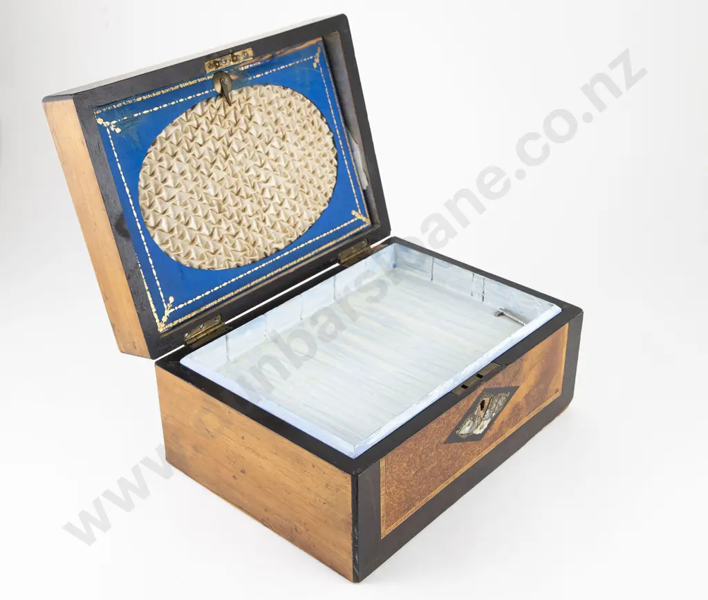 Victorian Coromandel Wood & Burr Walnut Sewing Box Image 1++