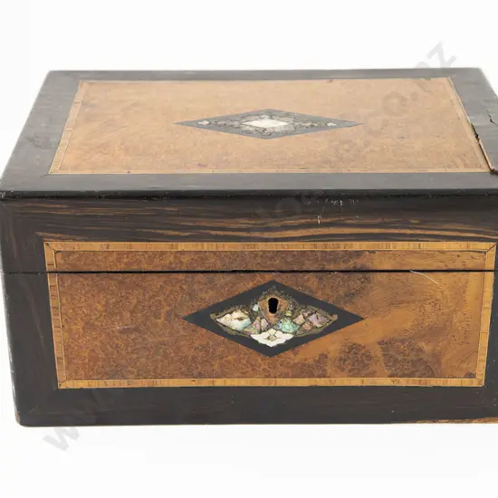 Victorian Coromandel Wood & Burr Walnut Sewing Box