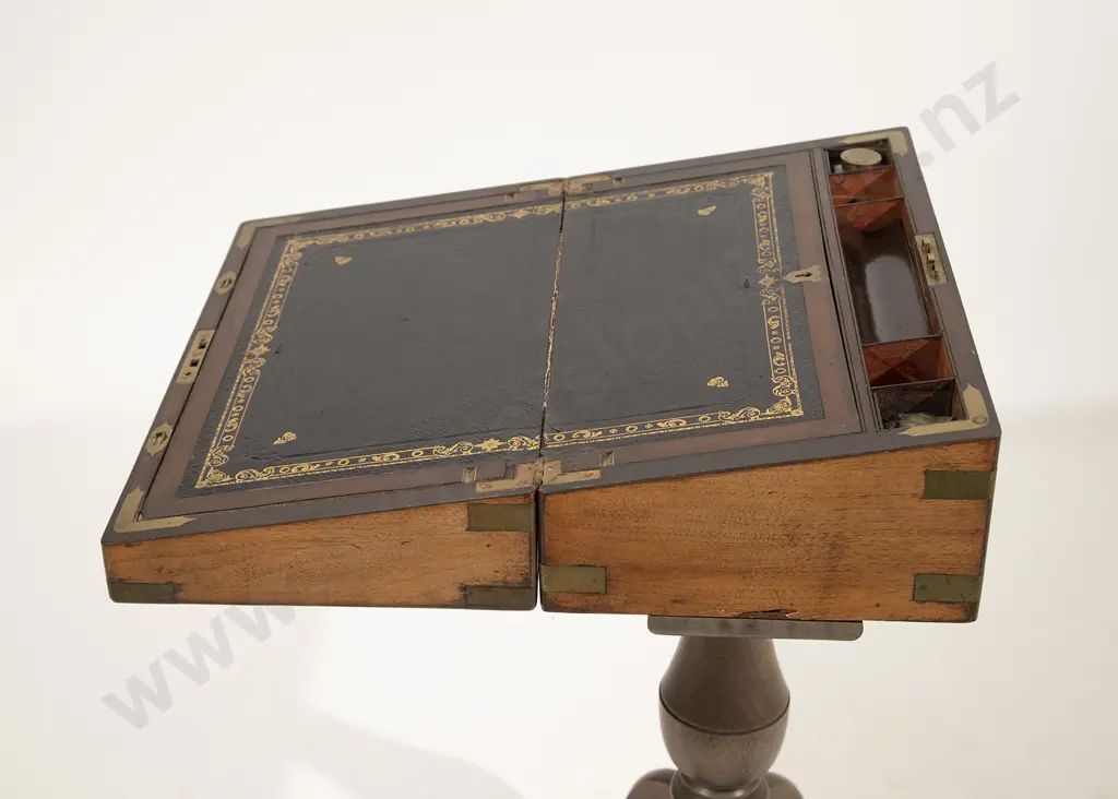 Post Regency Walnut & Brass Bound Writing Box Image 1++