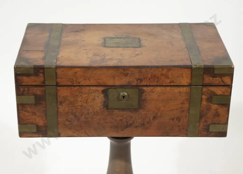 Post Regency Walnut & Brass Bound Writing Box Image 1++