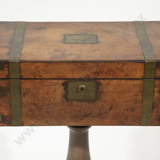 Post Regency Walnut & Brass Bound Writing Box