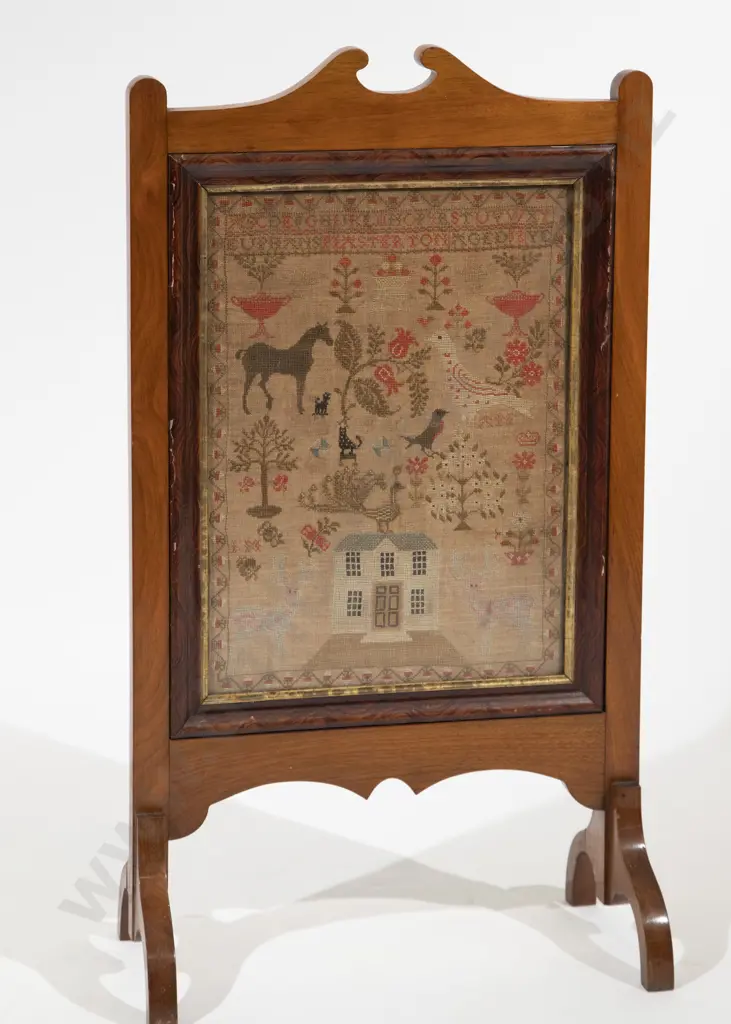 Fire Screen Framed Antique Sampler Image 1++