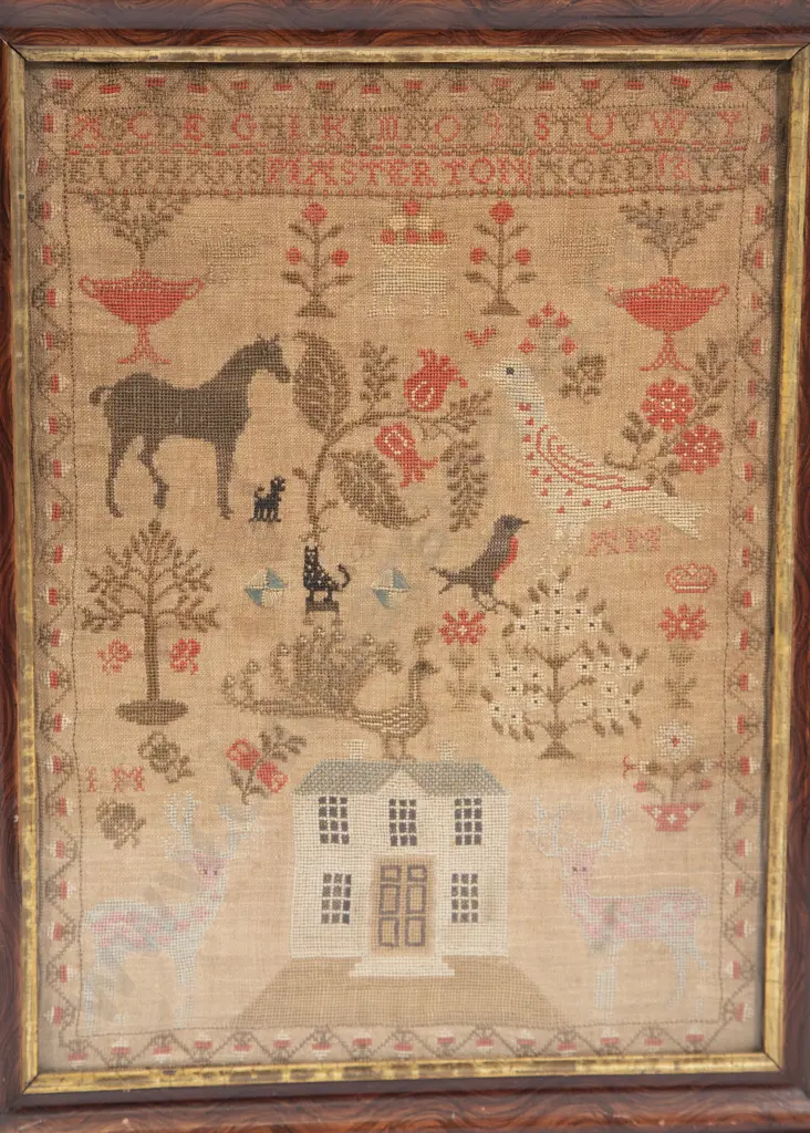 Fire Screen Framed Antique Sampler Image 1++