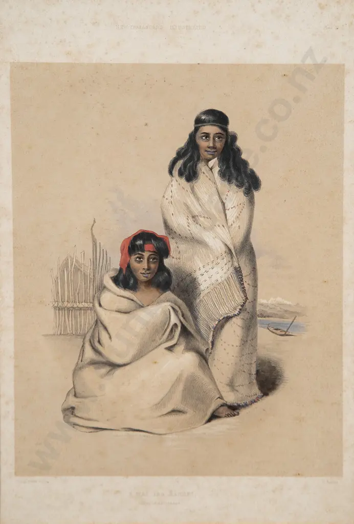 W Hawkins & George French Angas (after) E Wai and Kahoki Nieces of Ruaparaha Image 1++