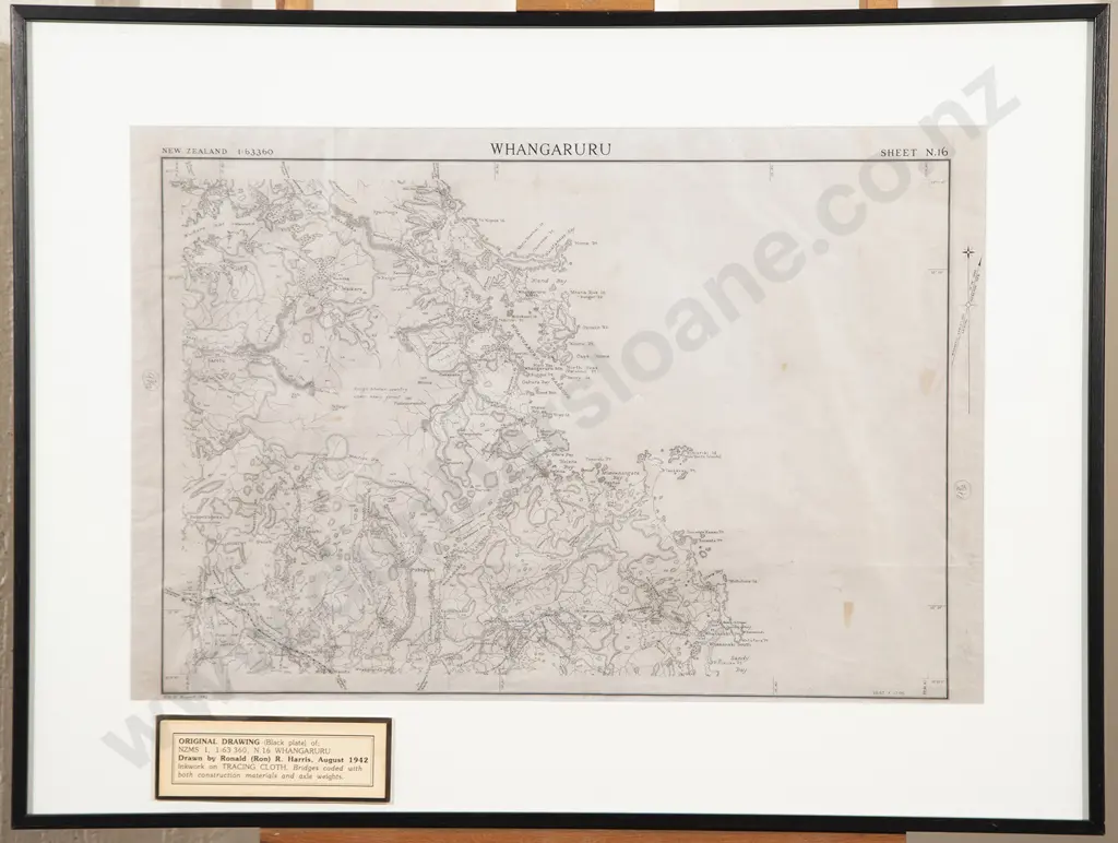 Ronal (Ron) Harris - Original Inkwork Drawing Of Whangaruru Image 1++