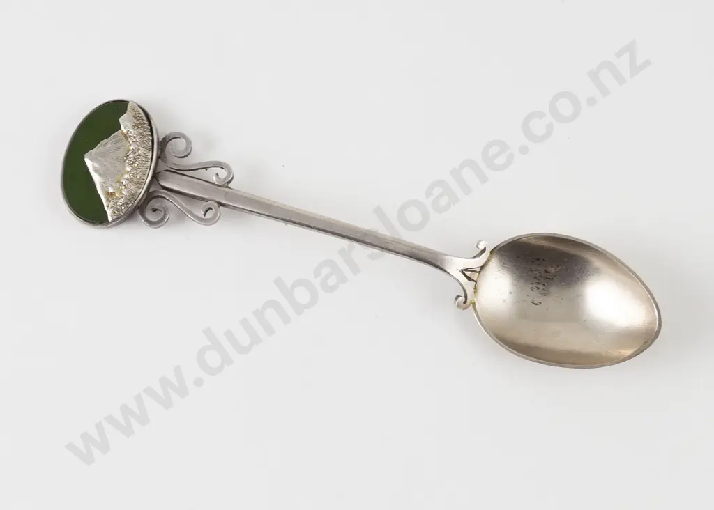 NZ Silver and Greenstone Teaspoon Image 1++