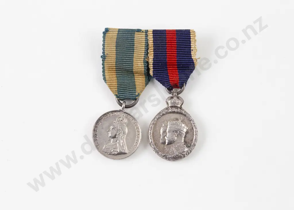 Pair SIlver Miniature Royal Commemorative Medals Attribution to Richard Seddon Image 1++