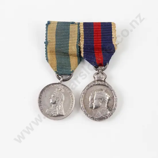 Pair SIlver Miniature Royal Commemorative Medals Attribution to Richard Seddon
