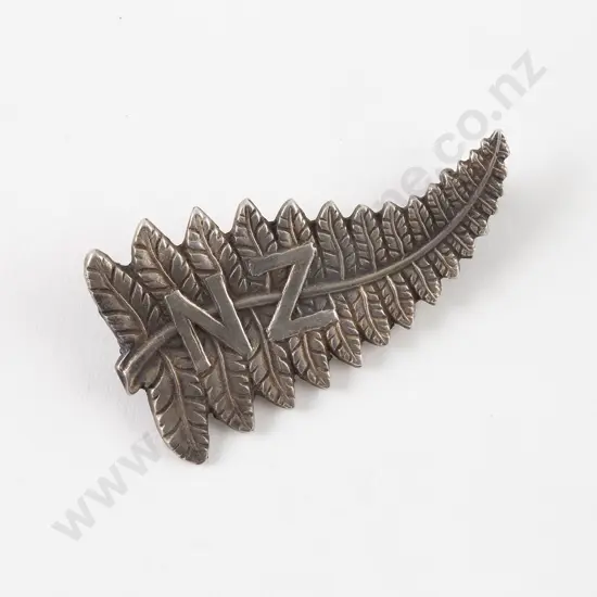 NZ Silver 'NZ' Fern Brooch
