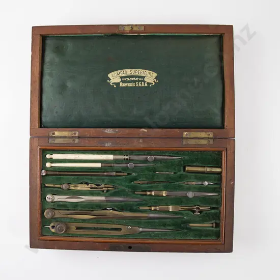 From the Family Studio of Anton Teutenberg: Rosewood Boxed Steel Drawing Set