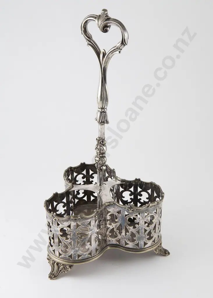 Victorian S/P Three Division Decanter Stand or Tantalus Image 1++