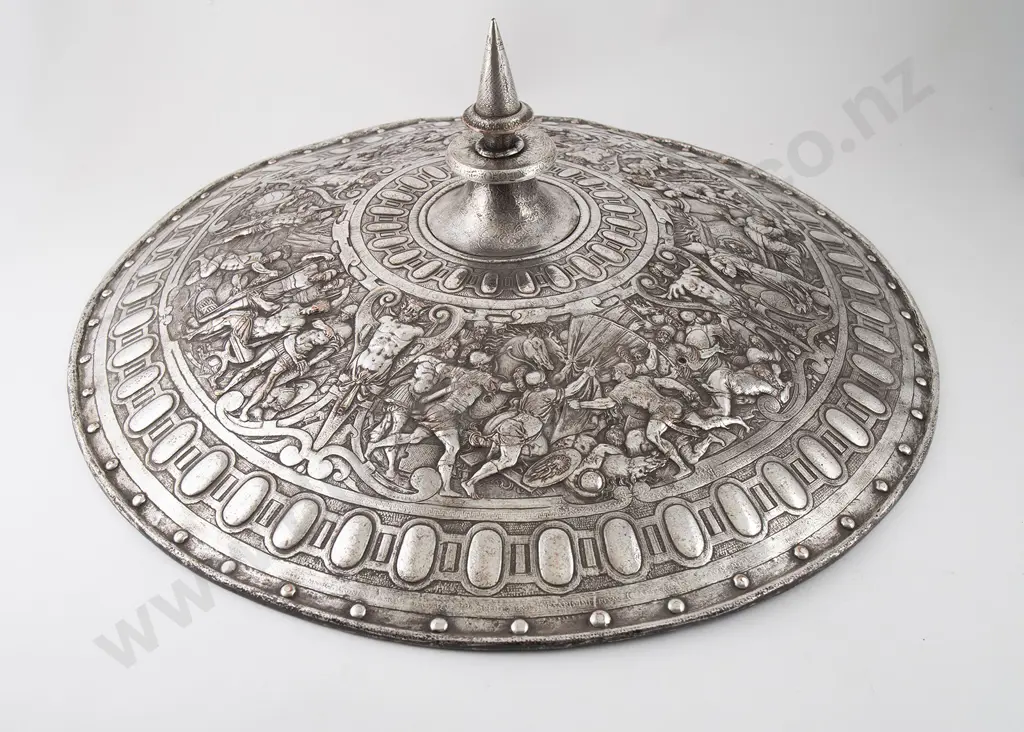C19th Sheffield Plate "Cellini" Parade Armour Shield Image 1++