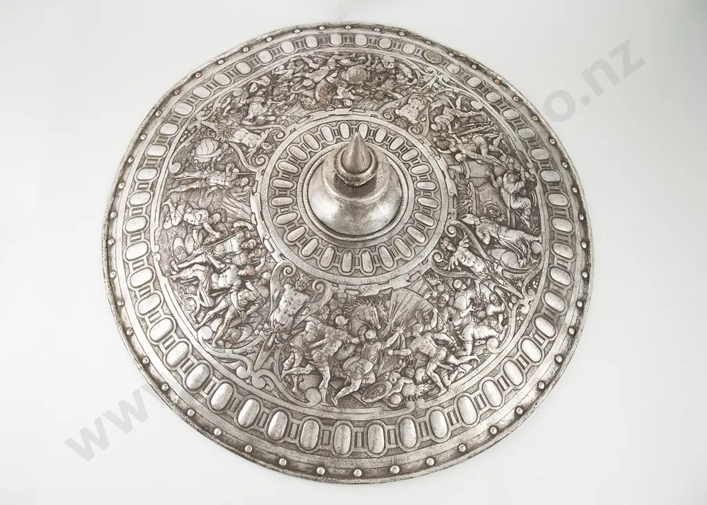 C19th Sheffield Plate "Cellini" Parade Armour Shield Image 1++