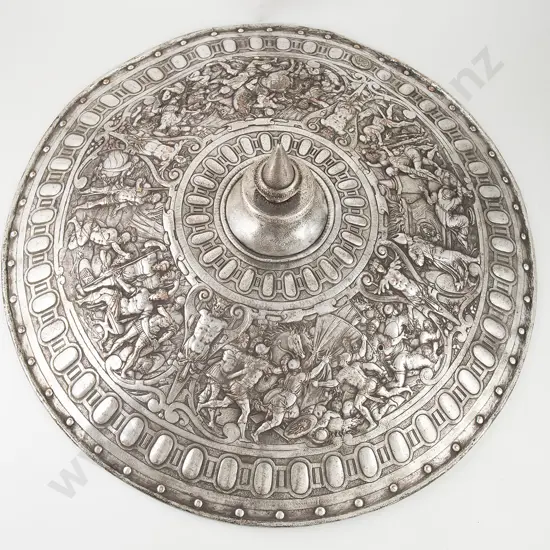 C19th Sheffield Plate "Cellini" Parade Armour Shield