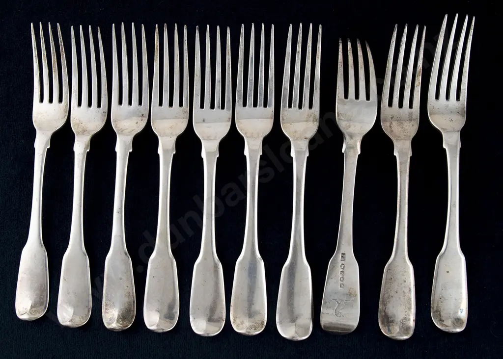 Set Of 10 Geo III S/S Tableforks Image 1++