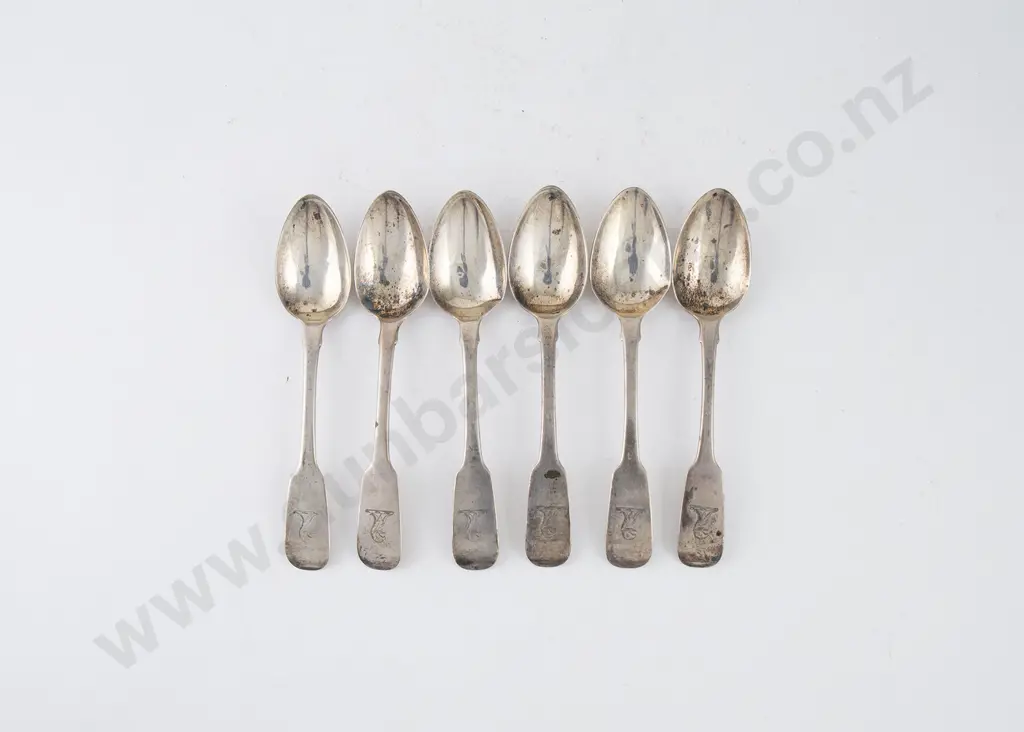 Set Of 6 Wm IV Irish S/S Teaspoons Image 1++