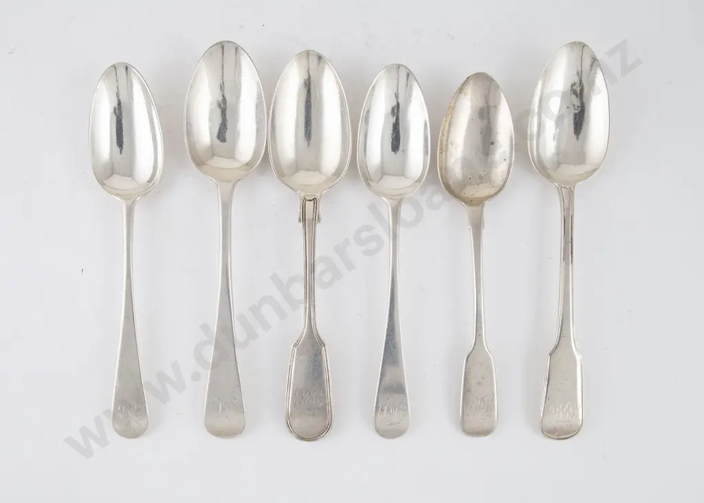 Six Various Georgian & Vict S/S Dessert Spoons Image 1++