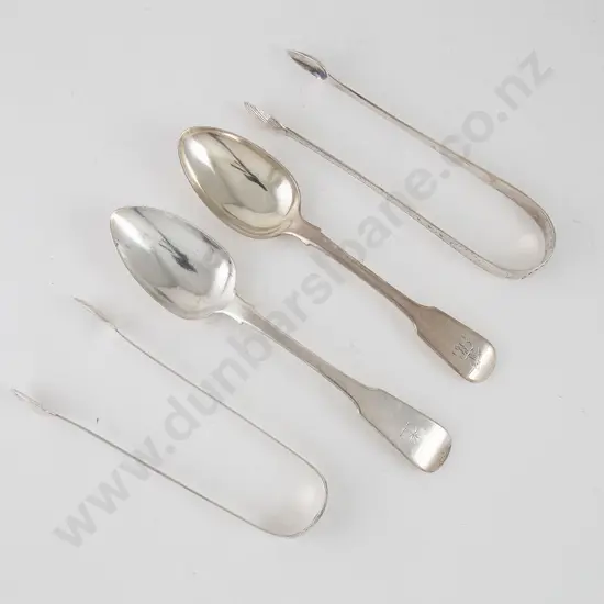 Two C19th S/S Fiddle Pattern Dessert Spoons
