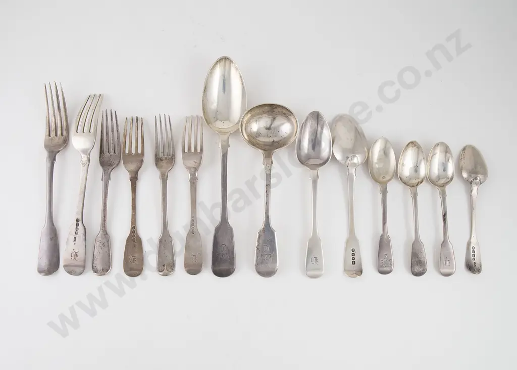 Fourteen Georgian Pieces Of S/S Fiddle Pattern Cutlery Image 1++