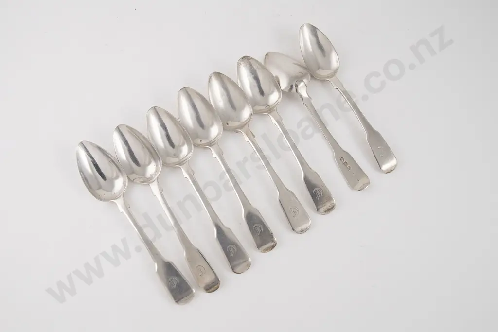 Set Eight Geo III S/S Teaspoons Image 1++