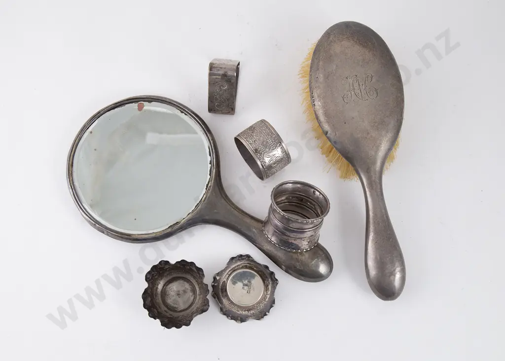 S/S Backed Hand Mirror & Brush Image 1++