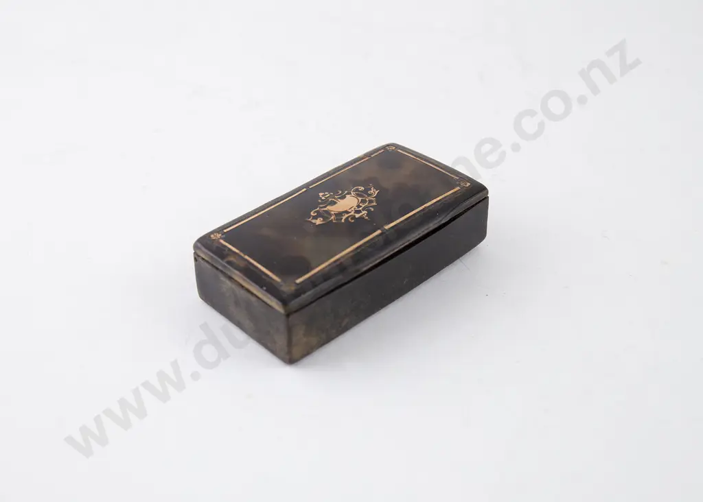 C19th Tortoiseshell & Gold Pique Work Snuff Box Image 1++