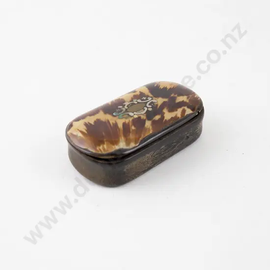 C19th Pressed Horn Tortoiseshell & Inlaid Snuff Box