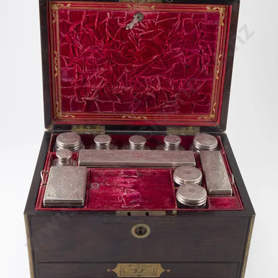 Early Vict Rosewood Travelling Vanity Box