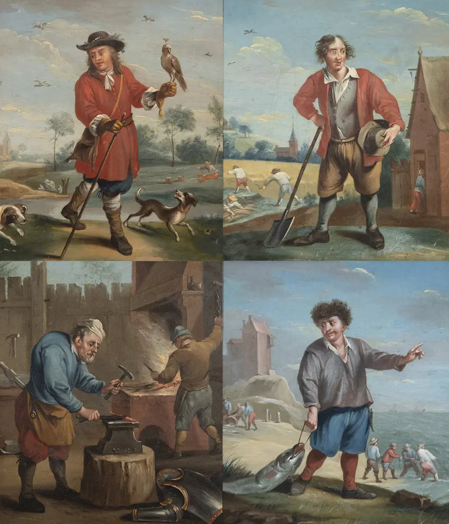 Four Late C18th/Early C19th European Portrait Studies Of Tradesmen Image 1++