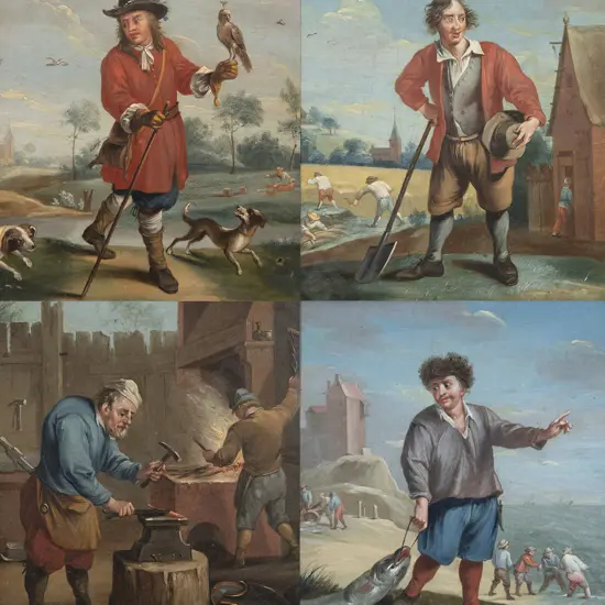 Four Late C18th/Early C19th European Portrait Studies Of Tradesmen