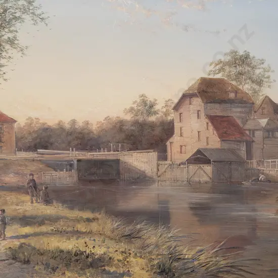 Henry C King (British C19th) - Shiplake Lock & Mills