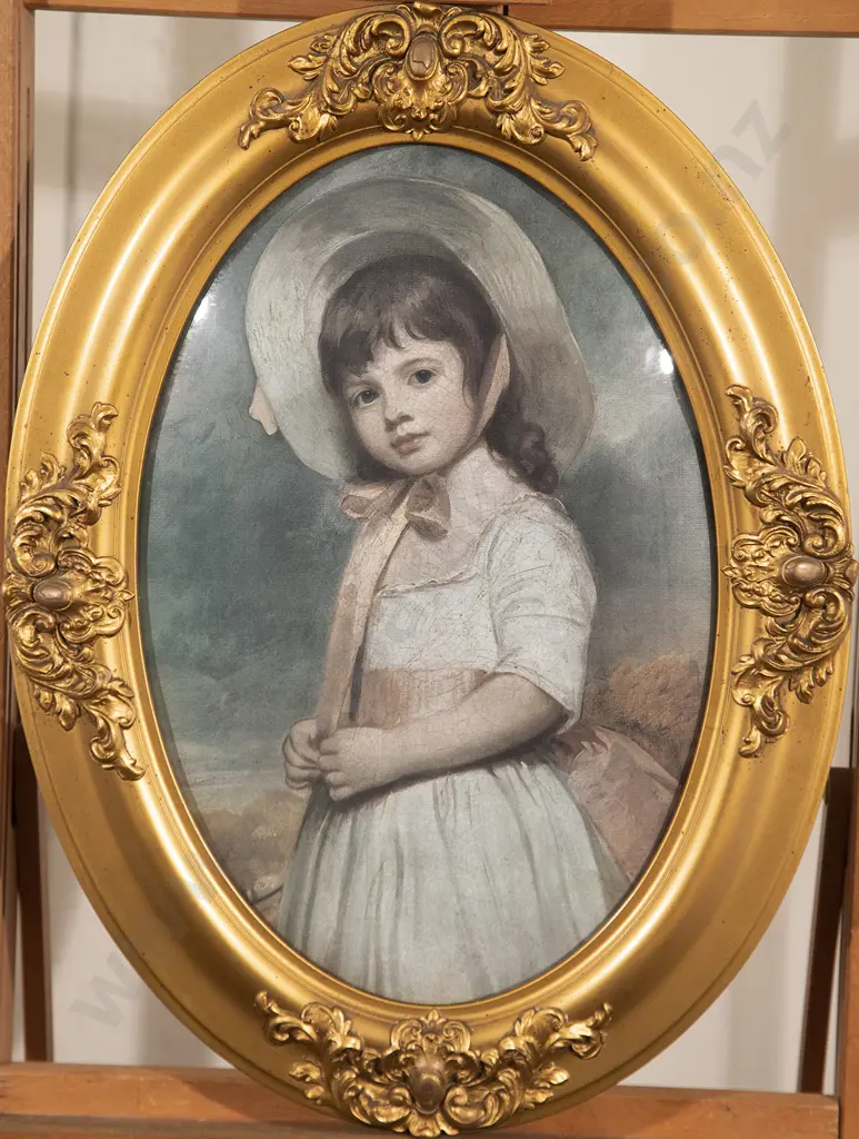 Pair Of Gilt Framed oval Prints After Sir Joshua Reynolds & George Romney Image 1++