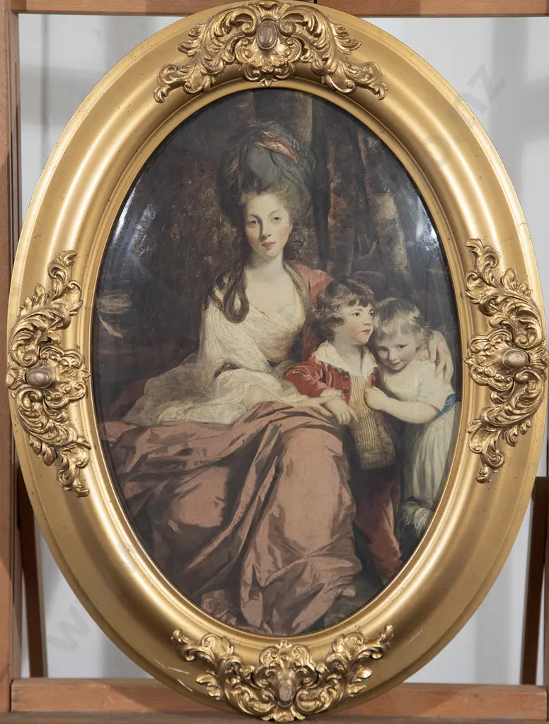 Pair Of Gilt Framed oval Prints After Sir Joshua Reynolds & George Romney Image 1++
