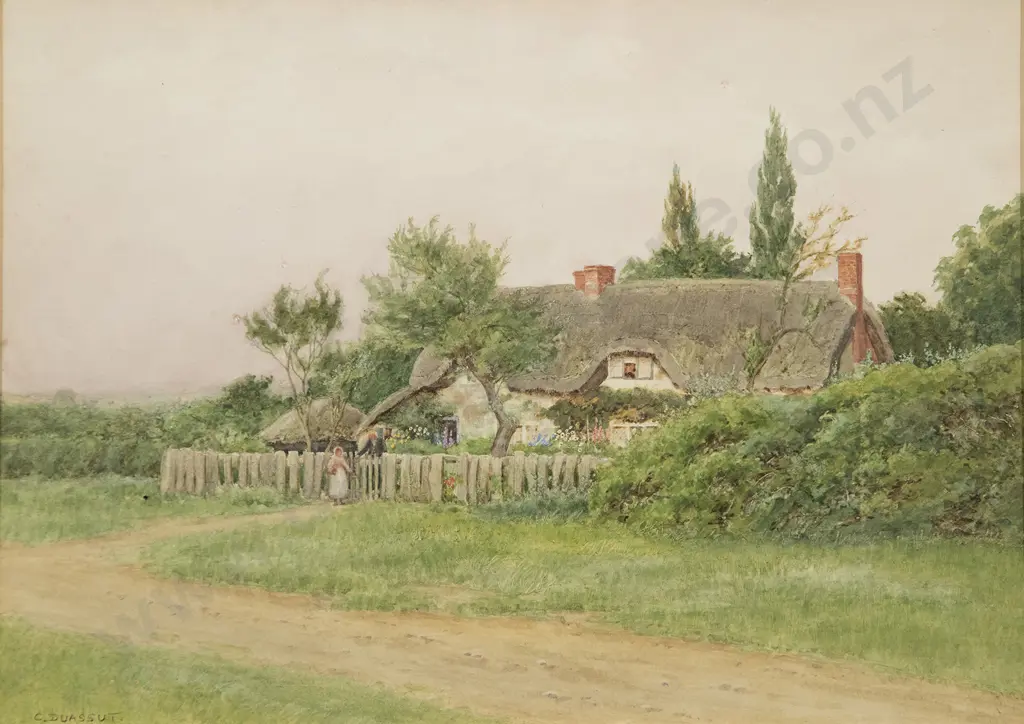 Curtius Duassut (British c1889-1930) - The Cottage By The Road Image 1++