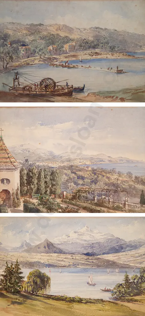 Late C19th European School - Three Watercolour Landscapes Image 1++