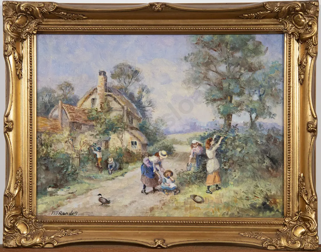 M J Rendell (British) - Pair of Rustic English Landscapes Image 1++