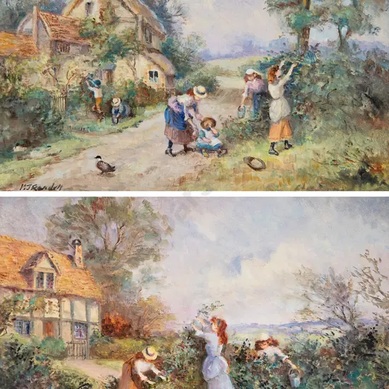 M J Rendell (British) - Pair of Rustic English Landscapes